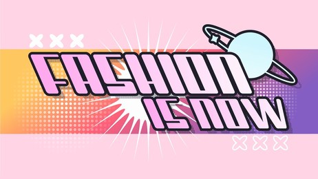 y2k style aesthetics space fashion typography sign template, pink