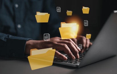 file manager, document, folder, information, management, system, storage, multimedia, file, transmission. typing keyboard to input data and file transmission. file management and folder information.