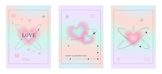 greeting cards for valentine's day. trendy minimalist aesthetic style with gradients and typography, y2k. social media story templates for digital marketing and sales promotion. fashion advertising. 