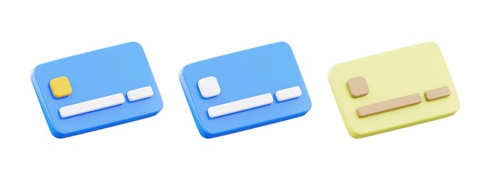 credit card icon payment symbol collection 3d illustration isolated on white background