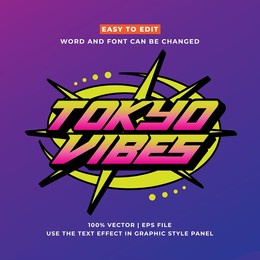 tokyo japan y2k streetwear colorful slogan typography editable text effect 3d cartoon template style premium vector