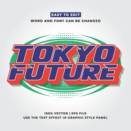 tokyo japan y2k streetwear colorful slogan typography editable text effect 3d cartoon template style premium vector