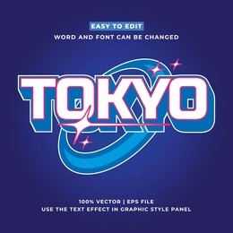 tokyo japan y2k streetwear colorful slogan typography editable text effect 3d cartoon template style premium vector