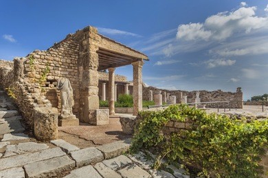 reconstructed roman villa in carthage, unesco world heritage site, tunisia