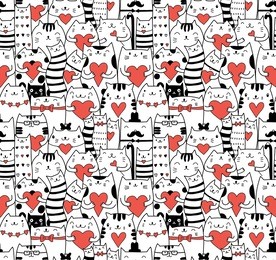 Ã?Â??ats with hearts seamless pattern