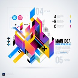 abstract infographics layout with glossy geometric elements. useful for presentations, web design or other media. eps10 vector template.