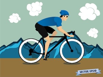 graphic design vector of biker athlete cycling on the mountain