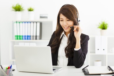  young business woman in headset