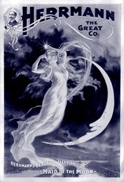 herrmann the great, herrmann's beautiful illusion - maid of the moon, by the h.c. miner lithograph company, new york, poster, 1898.