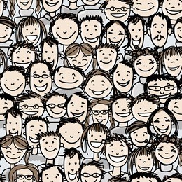 seamless pattern with people crowd for your design, vector illustration