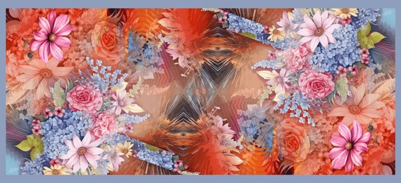 digital flower dupatta watercolor background floral design for digital print
