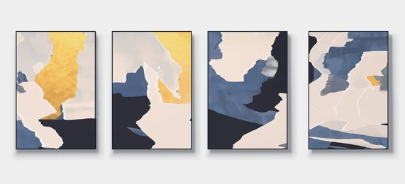 set of abstract hand painted illustrations for postcard, social media banner, brochure cover design or wall decoration background. modern abstract painting artwork. vector pattern
