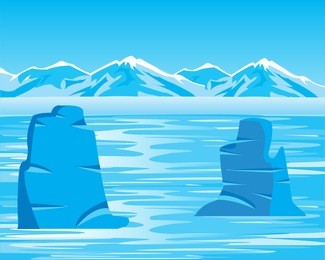 vector illustration of the arctic landscape and iceberg