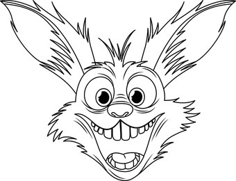 a vector cartoon illustration of a crazy rabbit with a scary smile