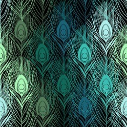 seamless pattern with peacock feathers. hand-drawn vector background.