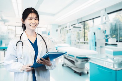 smiling female doctor at a hospital