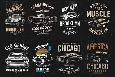 vintage classic car t-shirt designs bundle. american old cars t-shirt.