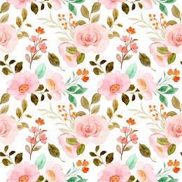 beautiful pink flower watercolor seamless pattern for background, fabric, textile, fashion, wallpaper, wedding, banner, sticker, decoration etc.