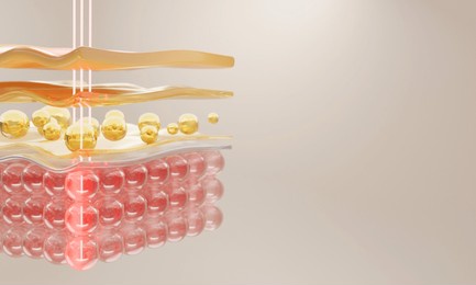 laser or serum vitamin through the skin layer for repair wrinkles and reduce up saggy skin of the skin cell. skin repair concept. 3d rendering.