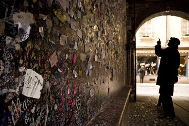 wall full of messages from lovers in juliet's house, verona, italy.