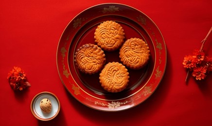 traditional chinese moon cake. mid-autumn festival celebration background