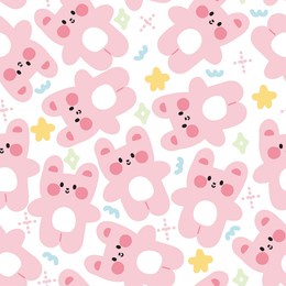 seamless pattern of cute rabbit with tiny icon on white background.rodent animal character cartoon design.image for card,poster,baby clothing.kawaii.pastel.vector.illustration.
