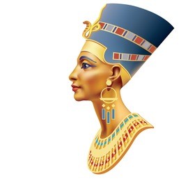 the head of the egyptian queen on a white background