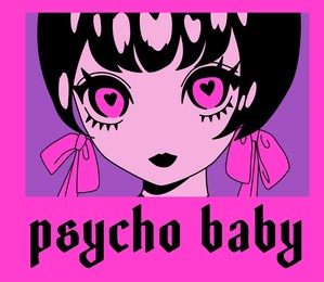 illustration of an emo goth anime girl. vector graphic design for t-shirt, poster or cover.