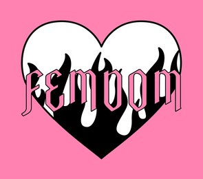 vector illustration of a heart with flames in simple line art tattoo style.