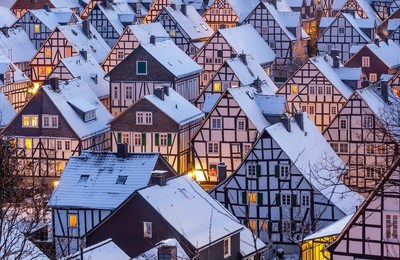 snow in freudenberg an alternative, 86 half-timbered houses district of the city freudenberg near siegen. 