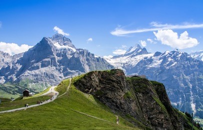 famous eiger, monch and jungfrau mountains in the jungfrau region