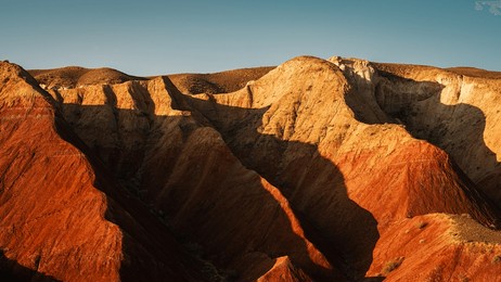danxia scenery at 100 kilometers along s101 provincial road in changji city, xinjiang, china