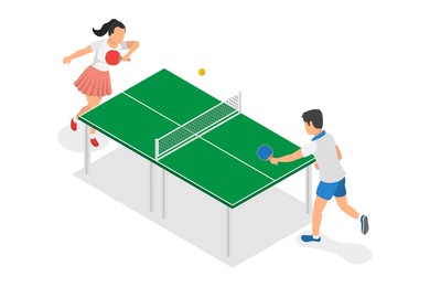 3d isometric flat  illustration of ping pong, championship tournament