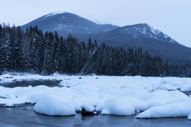 beautiful snow scene in kanas