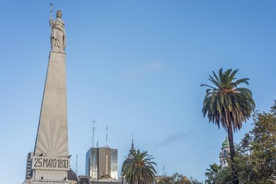 the piramide de mayo (may pyramid), on plaza de mayo square is the oldest national monument in the city of buenos aires, argentina.