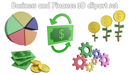 business and finance clipart element ,3d render business concept isolated on white background icon set no.1