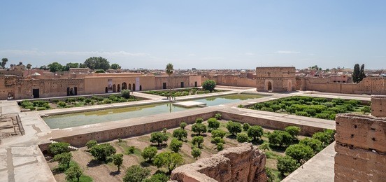 view of the antique palace "el badi" of marrakech in morokko