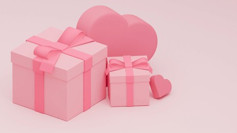 present box and heart 3dcg illustration image