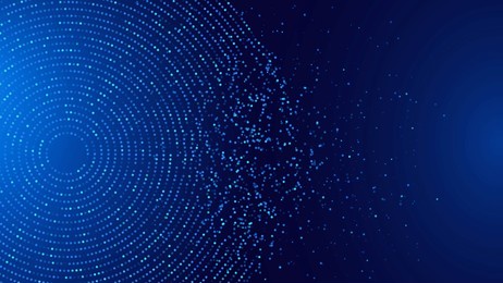 abstract digital circles of particles with noise. futuristic circular sound wave. big data visualization. 3d virtual space vr cyberspace. crypto currency concept. vector illustration.