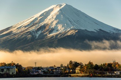 mt fuji and the city around kawaguchi lake,japan