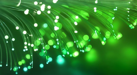 green fiber optic background. shallow depth of field. selective focus.