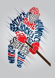 vector typographic design of dynamic ice hockey player