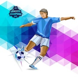 vector concept of soccer player with geometric background and geometric figures combination of different colors.creative football design with labels. sport championship. france euro 2016