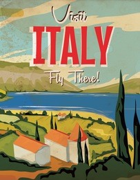 visit italy vintage travel poster.