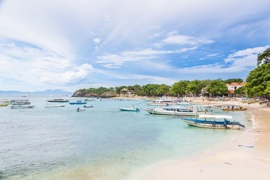 mushroom bay on lembongan island, a small island close to bali in indonesia