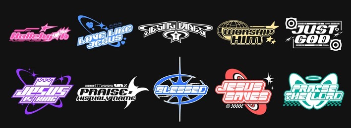 christian quotes design set, christian y2k t shirt designs bundle, christianity, christian y2k graphic tshirts, y2k streetwear print design for merchandise, christian vector designs