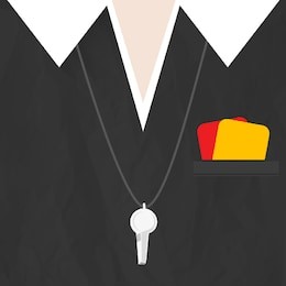 soccer referee with cards and whistle