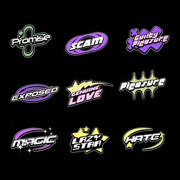 streetwear graphic design y2k futuristic style logo templates. y2k logo templates design