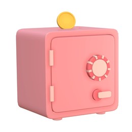 3d cute pink safe bank box icon  protection money savings concept
