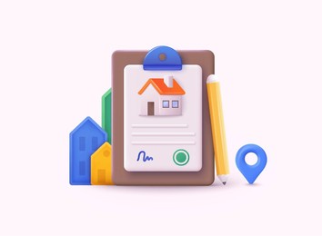 home loan concept, rent, buying a property. real estate agent at work, investment, mortgage, house loan, account, banking. 3d web vector illustrations.